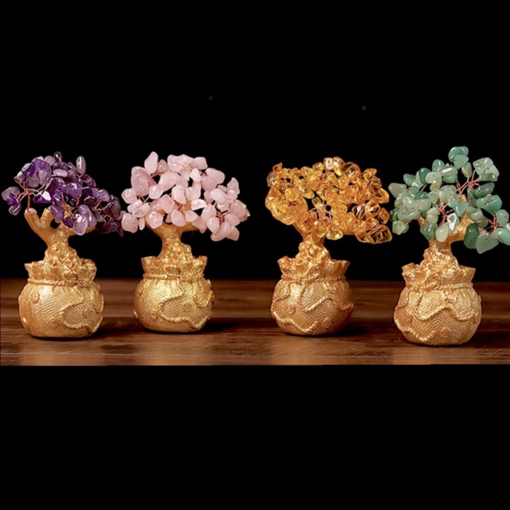 🆕New Green Aventurine Crystal Bonsai Money Tree with Feng Shui Decorative Pot - Picture 5 of 6